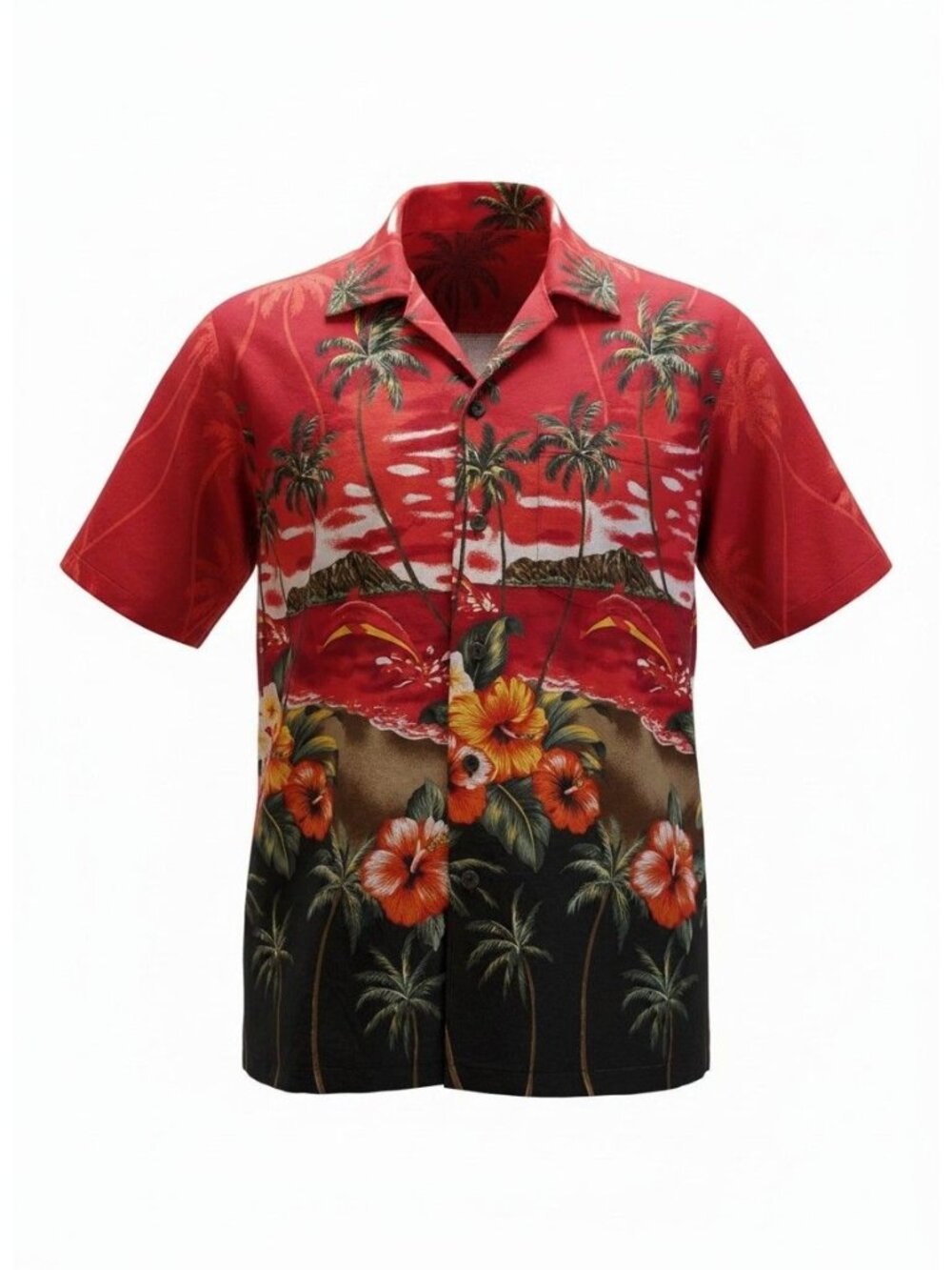 Men's Hawaiian Shirt Size XL Red Black 100% Cotton Beach Tropical Vacation
